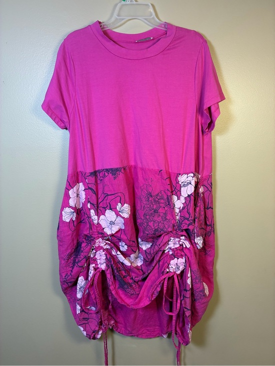 TG.U Dresses & Skirts - TG.U Made in Italy Linen Viscose Combo Drawstring Detail Floral Dress
